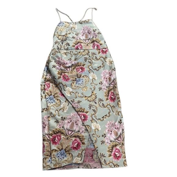 OLIA Sage multi midi floral open back tie dress size large - Picture 2 of 8